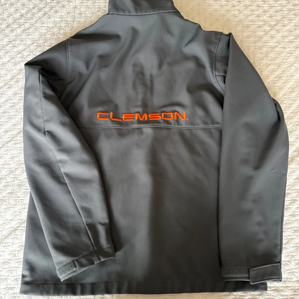 Columbia Clemson Tigers Softshell Jacket Men's M Gray Full Zip Fleece Lined